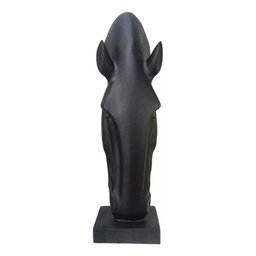 Escultura Estátua Decorativa Cabeça de Cavalo Grande 108cm:preto Fosco - 3