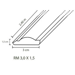 Rodameio de MDF Ultra 3cm x 15mm x 2.40m Premium Casablanca - 3