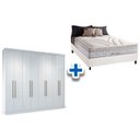 Ver imagem 1 de Cama Box Casal + Colchão American Herval + Guarda Roupa Master Vip 8.4 Branco