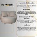 Ver imagem 5 de Poltrona Moderna P/ Sala 122cm Base Giratória Luxo Estofada Linho Cinza Courino Marom com Almofadas