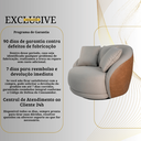 Ver imagem 6 de Poltrona Moderna P/ Sala 122cm Base Giratória Luxo Estofada Linho Cinza Courino Marom com Almofadas