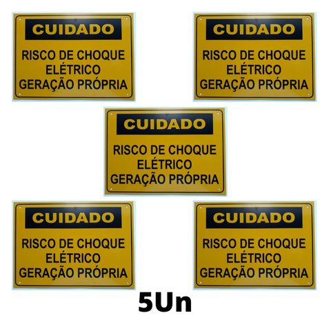 Placa Cuidado - Geração Própria - Energisa Cemig Enel Goias Celesc Eletrobras 25x18 CA 1mm 5un