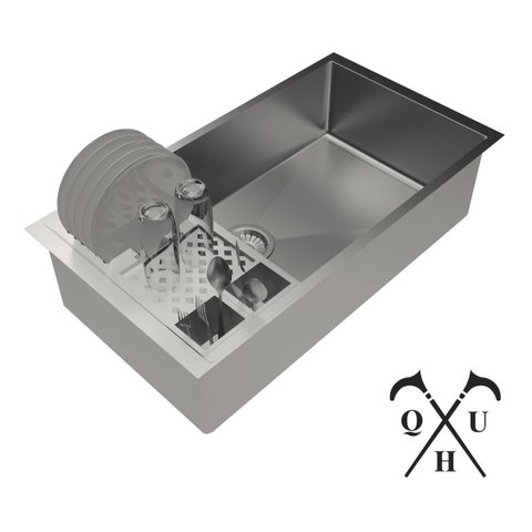 Cuba 70x40 Escovada + Escorredor De Louça Área De Serviço Technox