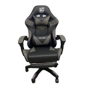 Cadeira Gamer Escritório Ergonômica Viva Game Duo Relax Cinza com Preto Couro Sintético