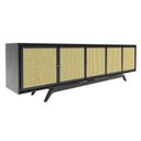 Ver imagem 2 de Balcão Buffet Ricco 273 5 Pts Laca com Portas em Palhinha Preto