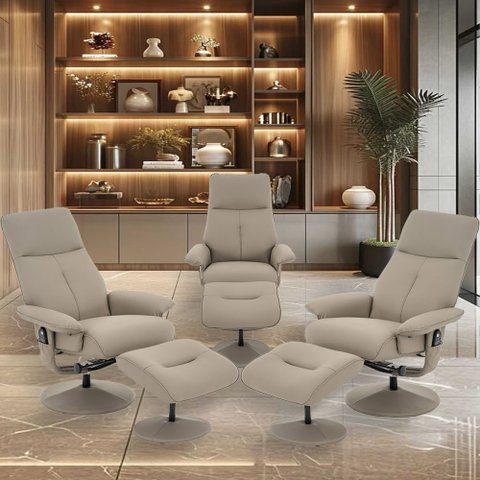 Kit 3 Poltronas do Papai Elétrica Reclinável Giratória com Apoio de Pés e Massagem Nebraska Pu Fendi