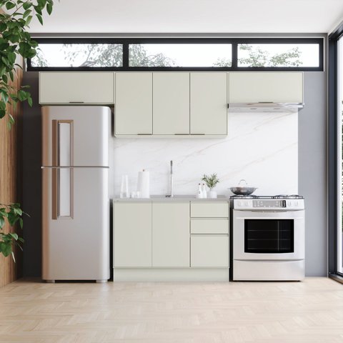 Cozinha Compacta 4 Peças 100% MDF com 3 Aéreos Fineze