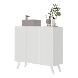 Gabinete Banheiro 3 Portas Retrô 90cm Multimóveis V5030 Branco - 1