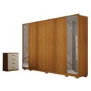 Ver imagem 1 de Guarda Roupa Casal Ares 6 Portas com Espelho Cinamomo com Cômoda Rubi 4 Gavetas Cinamomo Off-white –