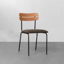 Ver imagem 4 de Conjunto Mesa de Jantar Square Redonda Louro Freijó 88cm + 4 Cadeiras Ribs Sarja Verde Oliva Abra Ca
