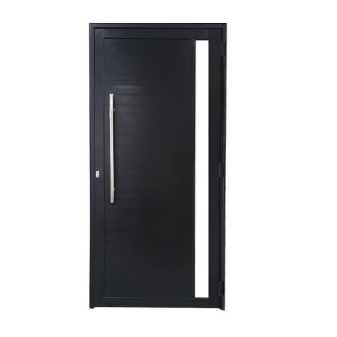 Porta Lambril de Alumínio Preto 210 x 80 com Puxador e Vidro Linha 30 - Direita