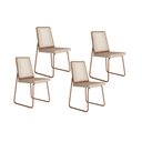 Ver imagem 1 de Cadeira de Cozinha Wood 1751 Kit 4 Uni Rose/linho Areia - Carraro