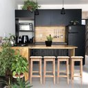 Ver imagem 3 de Kit 5 Bancos Banqueta Alta 70cm Madeira Maciça Quadrado