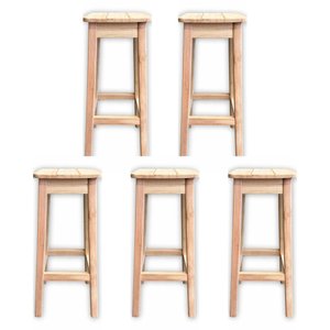 Kit 5 Bancos Banqueta Alta 70cm Madeira Maciça Quadrado