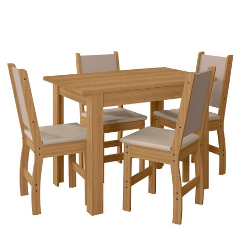 Mesa de Jantar Bellagio Retangular 108cm com 4 Cadeiras Clara Poliman Móveis