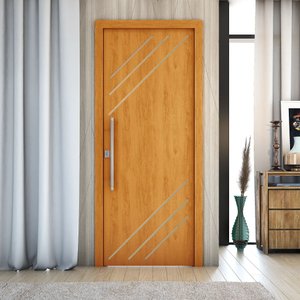 Porta Frisada R30k 210x90cm 35mm Reforço Fechadura:cerejeira