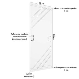 Porta Frisada R30k 210x90cm 35mm Reforço Fechadura:cerejeira - 3