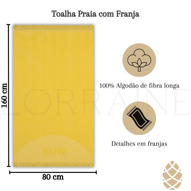 Toalha de Praia Buddemeyer Gigante 80x160cm Amarelo - 4