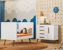 Ver imagem 2 de Quarto de Bebe Berço e Cômoda Q Encanto Retrô Branco Qmovi