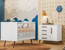Ver imagem 1 de Quarto de Bebe Berço e Cômoda Q Encanto Retrô Branco Qmovi