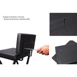 Banqueta Média Industrial Cozinha Bar Balcão Bistro Zenite com Encosto Metalon Preto 65cm. - 7