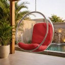 Ver imagem 1 de Poltrona Bubble Chair Couro Sintético Linha Premium Sala Recepção Moderna Decorativa - Vermelho