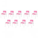 Ver imagem 1 de Kit 9 Cadeira Iso Infantil Creche, Base Branco Rosa