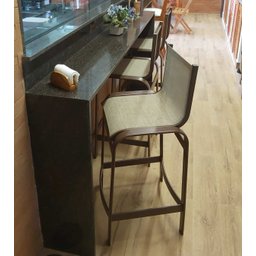 Banqueta Alta Tela Sling e Aluminio para Cozinha Piscina Varanda - 2