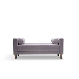 Recamier 2 Lugares Valence 140cm | Linho Cinza - Imbuia - Ilha Bela - 1