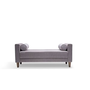 Recamier 2 Lugares Valence 140cm | Linho Cinza - Imbuia - Ilha Bela