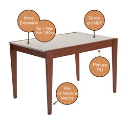 Mesa Extensível de Jantar - Imbuia/offwhite sem Vidro 120x80 - 5