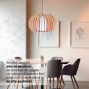 Ver imagem 3 de Lustre Pendente de Madeira Vazado Aletado Bari G 46x30cm Soq E27 Cor Marfim
