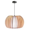 Ver imagem 1 de Lustre Pendente de Madeira Vazado Aletado Bari G 46x30cm Soq E27 Cor Marfim