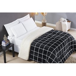 Coberdrom Sherpa e Flannel Austin Queen Manta 150g 01 Peça - Preto Bia Enxovais - 5