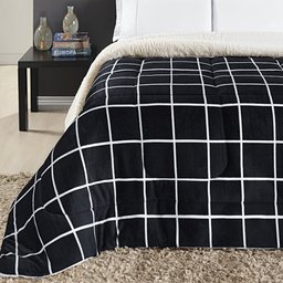 Coberdrom Sherpa e Flannel Austin Queen Manta 150g 01 Peça - Preto Bia Enxovais - 4