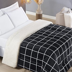 Coberdrom Sherpa e Flannel Austin Queen Manta 150g 01 Peça - Preto Bia Enxovais