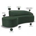 Ver imagem 6 de Sofá 3 Lugares Curvo Living Firenze Direito D02 Couríssimo Verde 210cm B-89 - Lyam