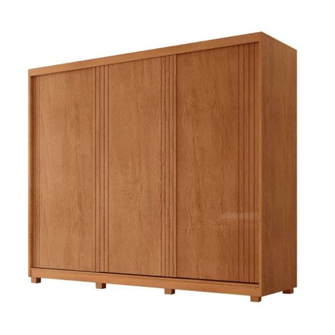 Guarda Roupa Casal Oslo 3 Portas Correr MDF Naturale Móveis Rufato