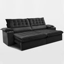 Ver mais imagens de Sofá Retrátil e Reclinável 2,80m Molas Ensacadas Dream Velusoft Preto Cama Inbox