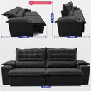 Ver imagem 3 de Sofá Retrátil e Reclinável 2,80m Molas Ensacadas Dream Velusoft Preto Cama Inbox