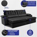 Ver imagem 2 de Sofá Retrátil e Reclinável 2,80m Molas Ensacadas Dream Velusoft Preto Cama Inbox