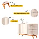 Ver imagem 7 de Buffet Balcão Aparador Sala de Jantar e Estar 3 Portas Açaí MDF Design Moderno