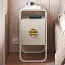 Ver imagem 2 de Mesa de Cabeceira Luna 2 Gavetas 30 cm Pes Metalicos Off White Artesano