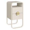 Ver imagem 1 de Mesa de Cabeceira Luna 2 Gavetas 30 cm Pes Metalicos Off White Artesano