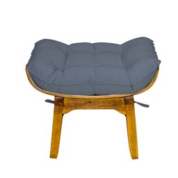Kit Poltrona + Puff Costela Decoração Conforto Linho Chumbo - 5