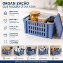Ver imagem 6 de Cesto com Tampa Infantil Azul Organizador Multiuso Caixa Empilhavel Quarto Armario Gaveta Alimentos