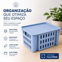 Ver imagem 4 de Cesto com Tampa Infantil Azul Organizador Multiuso Caixa Empilhavel Quarto Armario Gaveta Alimentos