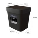 Ver imagem 4 de Lixeira Pia Cozinha Preta Cesto de Lixo 2,5l Tampa Multiuso Casa Bancada Consultorio Compacta Ecolog