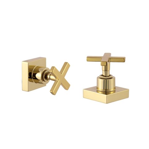 Kit 2 Acabamento para Banheiro Chuveiro Dourado Brilhante Quadrado Cruzeta Registro Padrão Deca