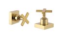 Ver imagem 1 de Kit 2 Acabamento para Banheiro Chuveiro Dourado Brilhante Quadrado Cruzeta Registro Padrão Deca